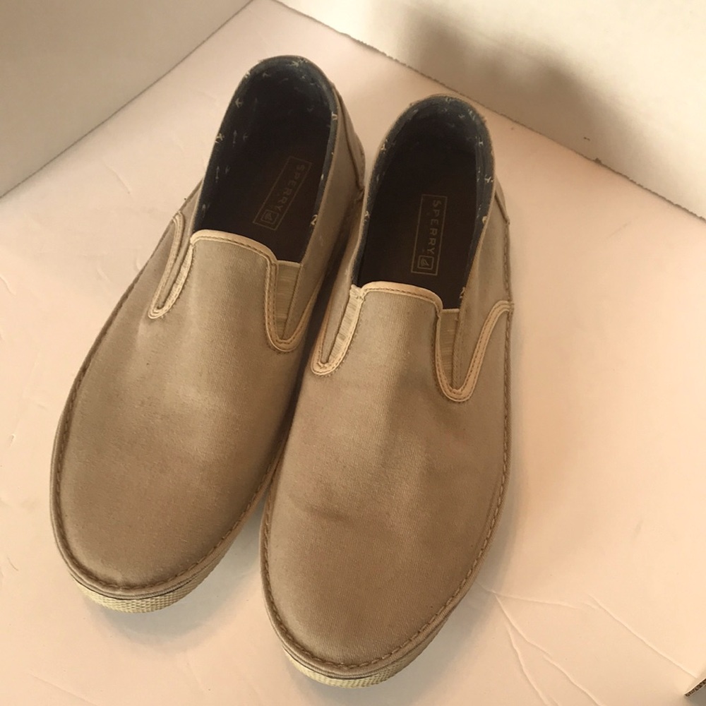 Sperry canvas slip ons.